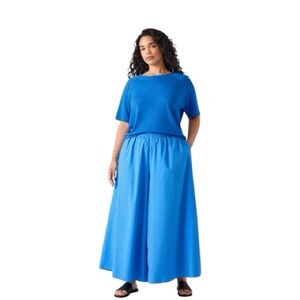 NWT Eileen Fisher Washed Organic Cotton Poplin Skirt Pant - Large